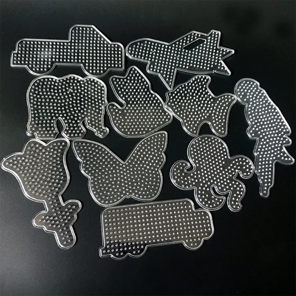 

12pcs Fuse Beads Boards Cartoon Pegboards DIY Craft Favors Tray Educational for Kids ( Random Pattern )