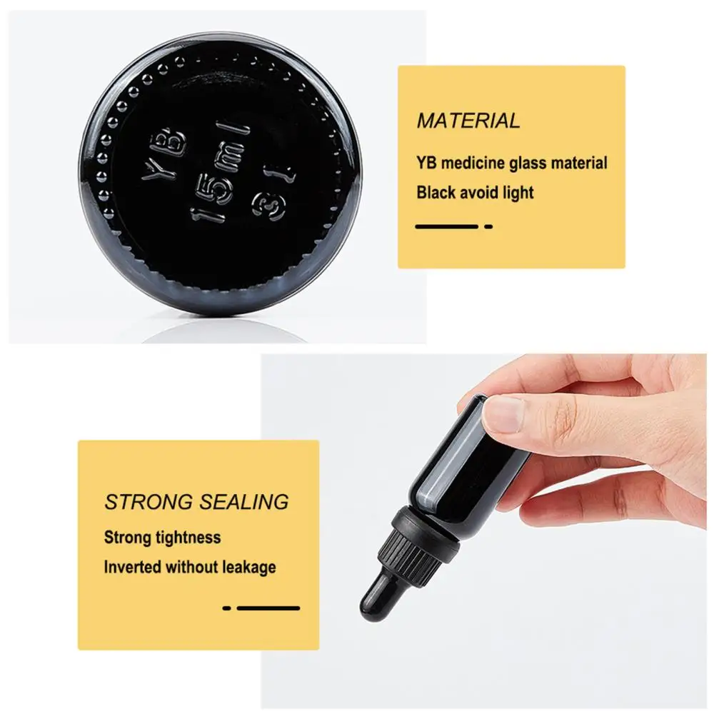 15ml Amber Glass Bottles Empty Essential Oil Refillable Bottle with Funnel Dropper Sticker Labels DIY Vials Portable Travel Set