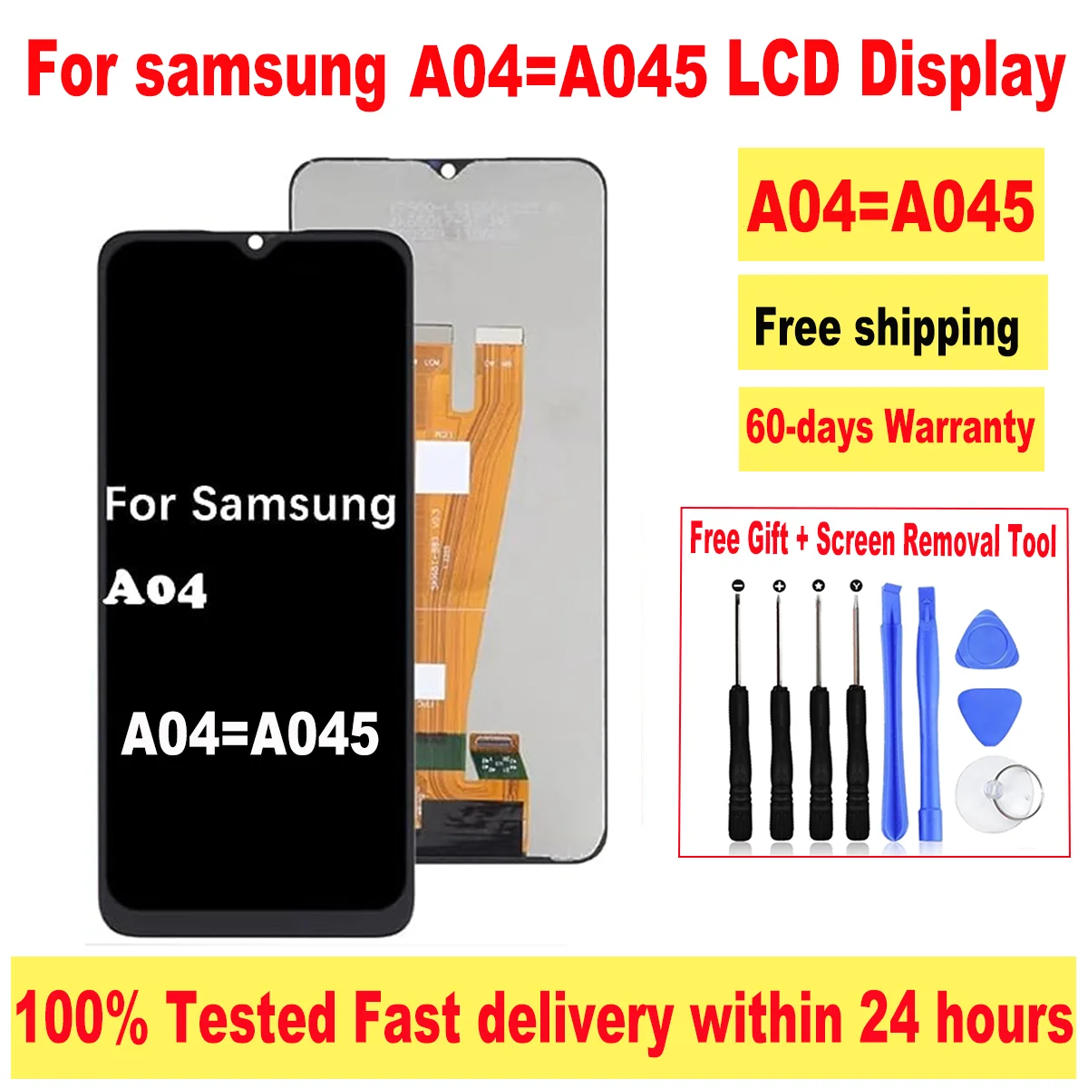 Оригинальный ЖК-дисплей 6,5 дюйма с рамкой для Samsung Galaxy A04, сменный сенсорный экран с цифровым преобразователем для Samsung A04 A045 A045F