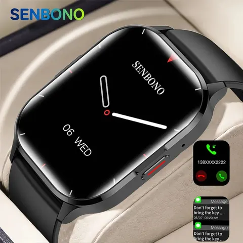 Новинка 2024, мужские Смарт-часы SENBONO AIR3 с AMOLED экраном, Bluetooth, 24 часа, монитор здоровья, умные часы для мужчин и женщин, для IOS и Android