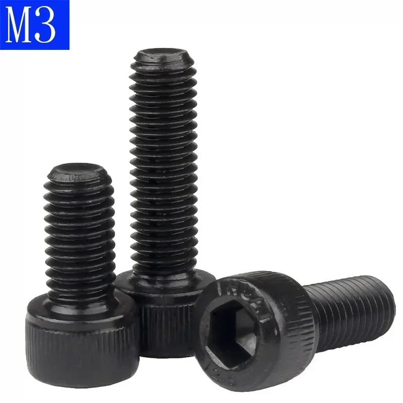 

M3 x 0,5 мм, черный винт из легированной стали с шестигранной головкой класса 12,9, DIN912