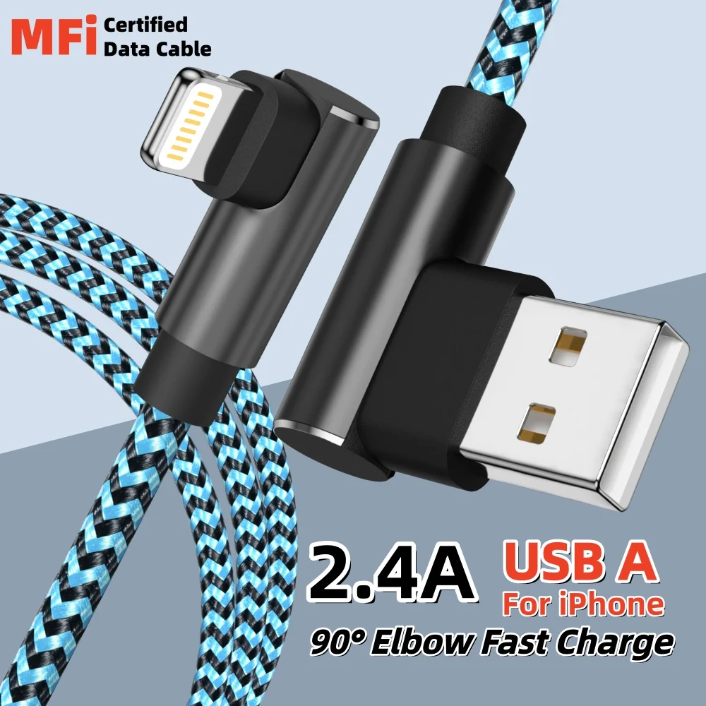 Фото Кабель для зарядки ANSEIP USB A-Lightning, 90-градусный угловой, для iPhone 14, 13, 12, 11 Pro Max, X, XR, 6s, 7, 8 Plus, iPad, 3M, USB-C кабель №3