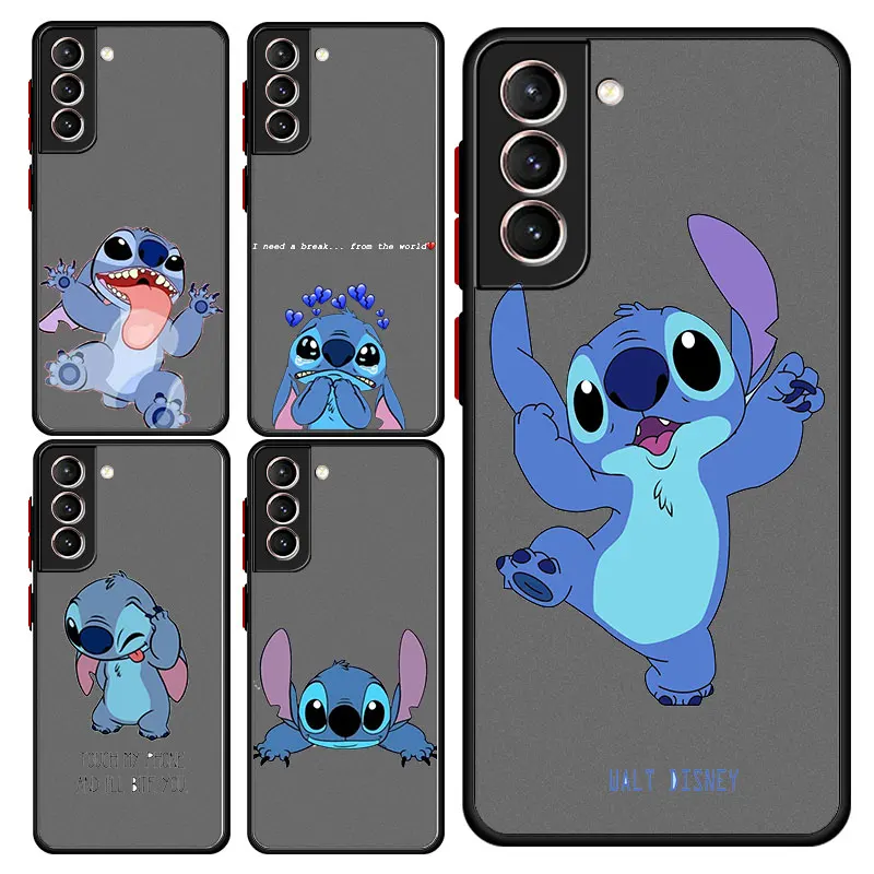 

Чехол для Samsung S10e, S9, S8, Note 10 Plus, S10, Note 10Lite, Note 20, ультраматовый чехол, смешной чехол с голубым диснеевским стежком и надписью «Don't touch my phone»