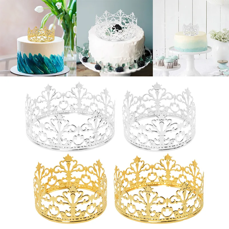 

1PC Tiara Gold Silver Crown Cake Topper Decoration Decorative Elegant Wedding Cake Princess Birthday Decoratio Party Supplies