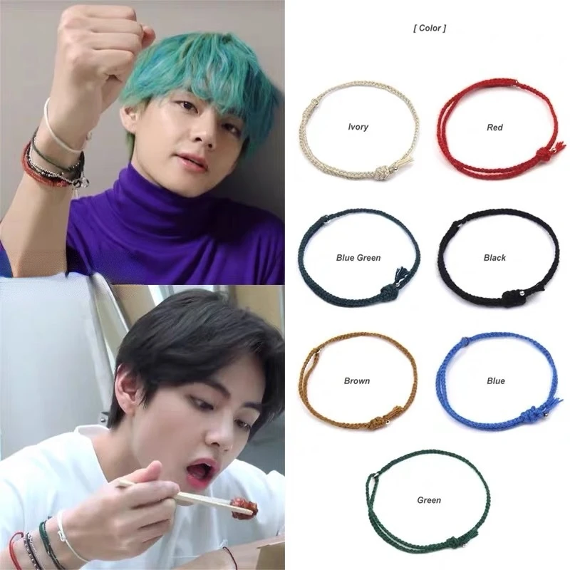 

Браслет KPOP Bangtan Boys SUGA V для мужчин и женщин, плетеный вручную браслет для лучших друзей, новые корейские модные подарки