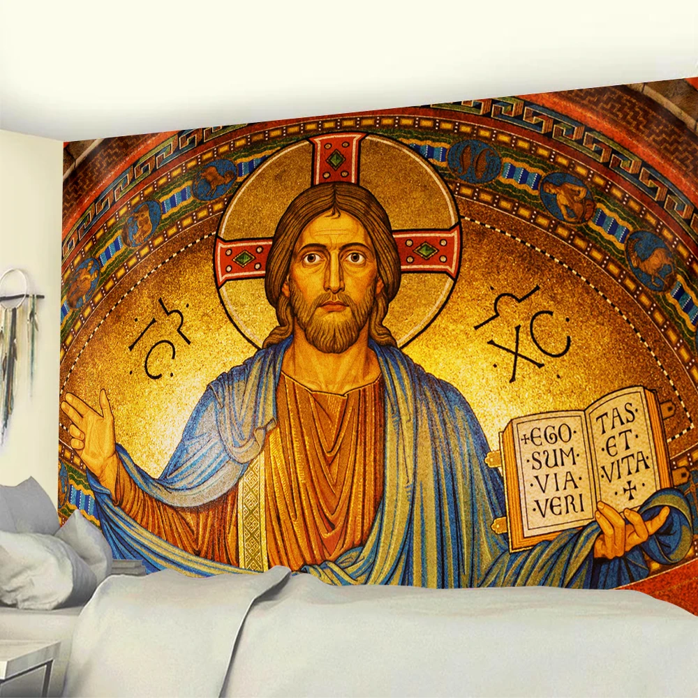 

Jesus Christ mural home decoration tapestry Hippie Bohemian decoration sheet sofa blanket wall decoration yoga mat