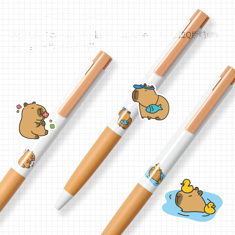 Гелевые ручки KACO K7 Kawaii Cute Capybara 3 шт. чёрные