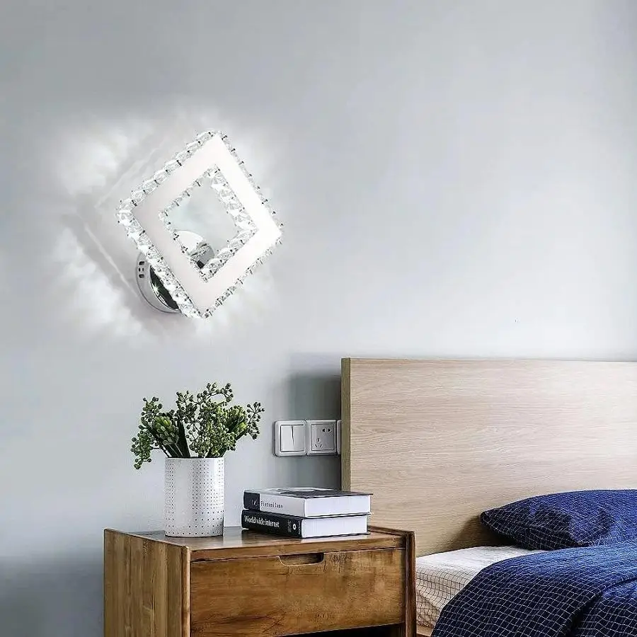 

Modern LED Chandelier Crystal Wall Lamp Square Dining Room Corridor Bedroom Living Room Staircase 16W Square Wall Light