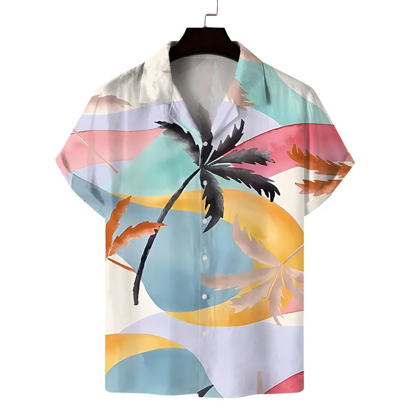 

Men Casual Shirt For Male Sport Short Sleeve Summer Fashion 3D Print Blouse Oversize Top Vintage Trandy Hawaiian Beach Clothes