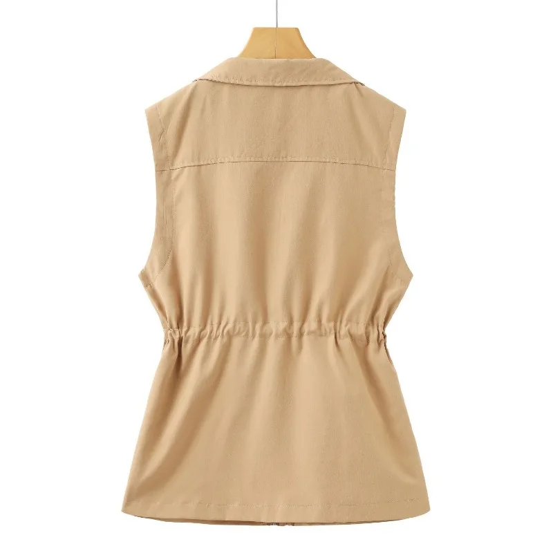 Женский весенне-осенний однотонный Повседневный Свободный жилет на молнии с