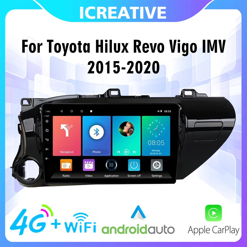 

4G Carplay Android Car Radio 2 Din AutoRadio For Toyota Hilux Revo Vigo IMV 2019-2021 Car Multimedia GPS Navigation WIFI FM