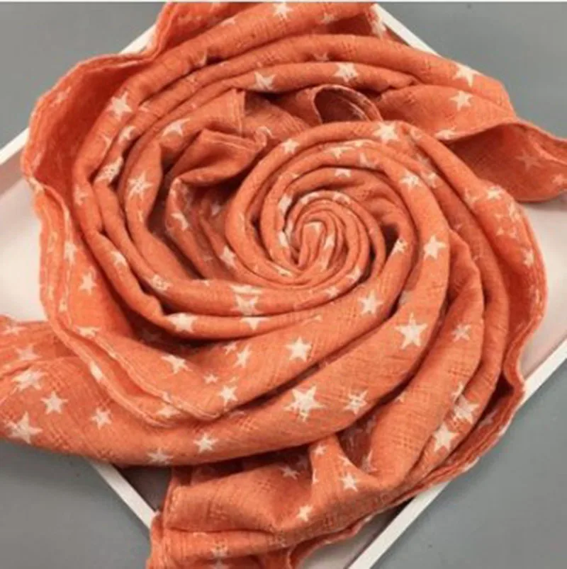 Детский шарф в Корейском стиле из хлопка и льна с милым принтом звезд для