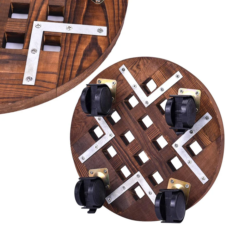 Деревянный цветочный горшок съемный поднос держатель для растений колесико