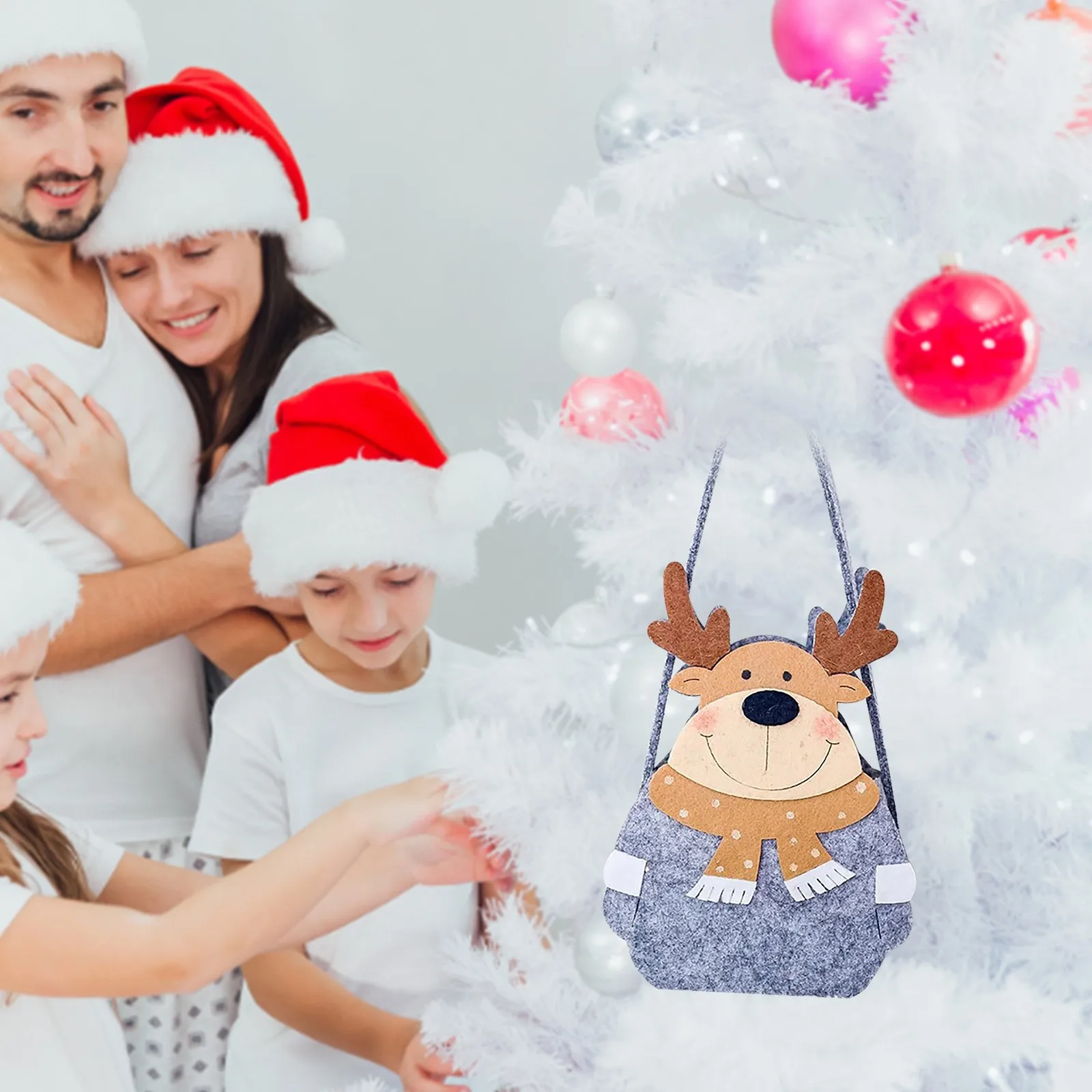 

Радужные рождественские украшения, сумки, Санта и снеговик, рождественские конфеты, Подарочный пакет для детей, праздничные маленькие рожд...