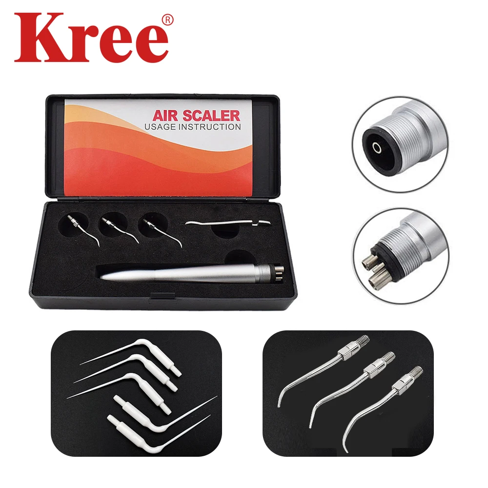 

M&Y Dental Ultrasonic Air Scaler with 3 Tips Tooth Calculus Remover Cleaning tool Handpiece Stainless Steel 2 Holes/4 Holes