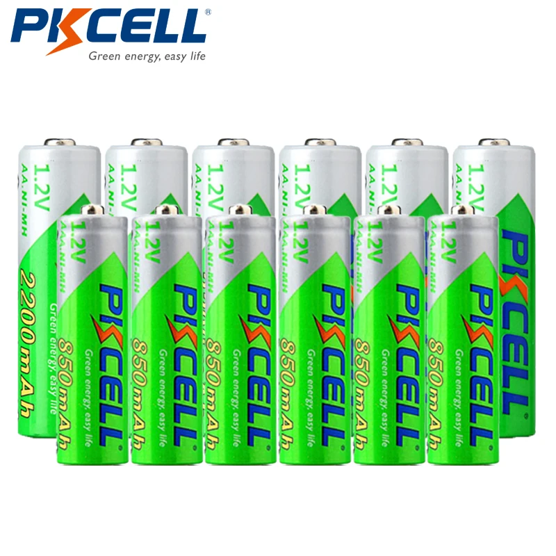 

6Pcs PKCELL Battery AA Ni-MH Rechargeable Battery 1.2V 2200mAh Batteries+6Pcs 850mah AAA NiMH Rechargeable Batteries for Camera