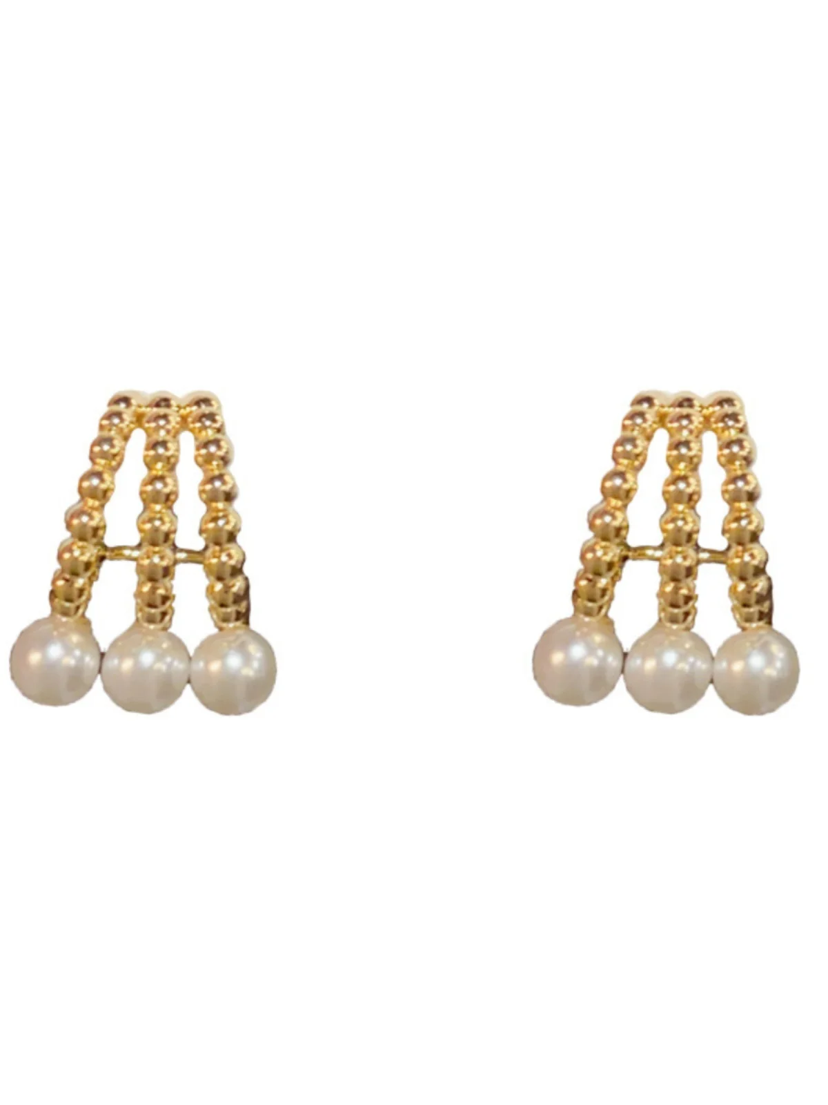 Французские серьги в стиле ретро с тремя рядами и полым жемчугом S925 серебряные