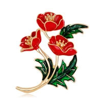tulx red flower enamel brooches women creative poppy flower carnation brooch suit clothes shirt collar pin mothers day gifts