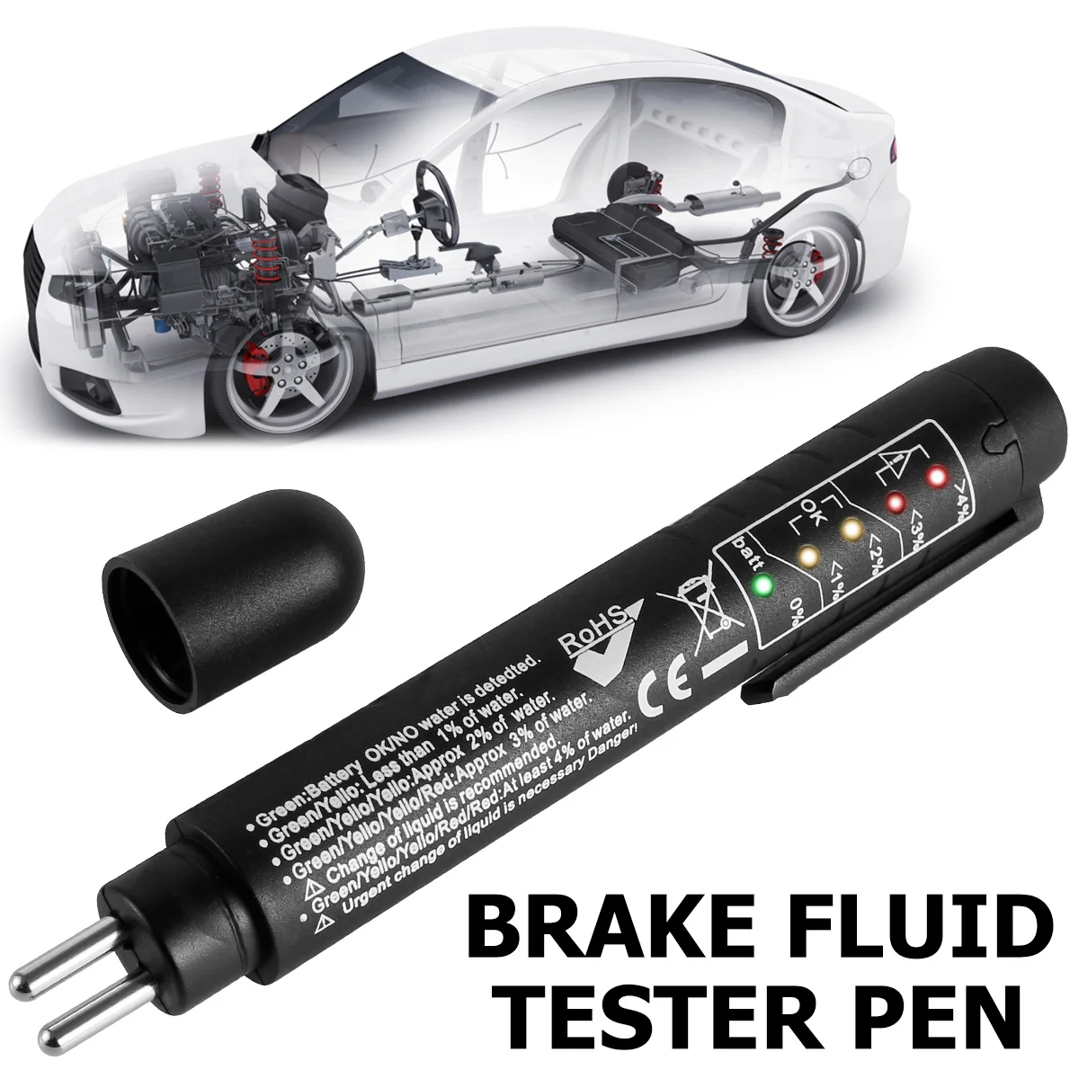 

New Brake Fluid Tester Accurate Brake Fluid Detection Pen Portable Brake Oil Quality Digital Analyzer Level with 5 LED Display