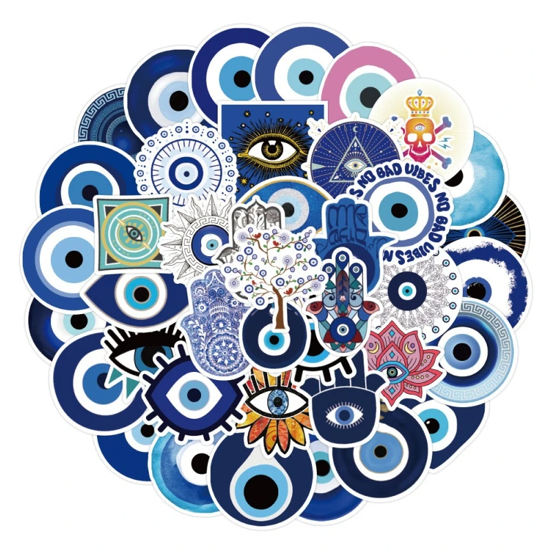

10/30/50PCS The Evil Eye Sticker Round Blue Eyeballs Waterproof Graffiti Sticker For Fridge Gift Guitar Water Bottle
