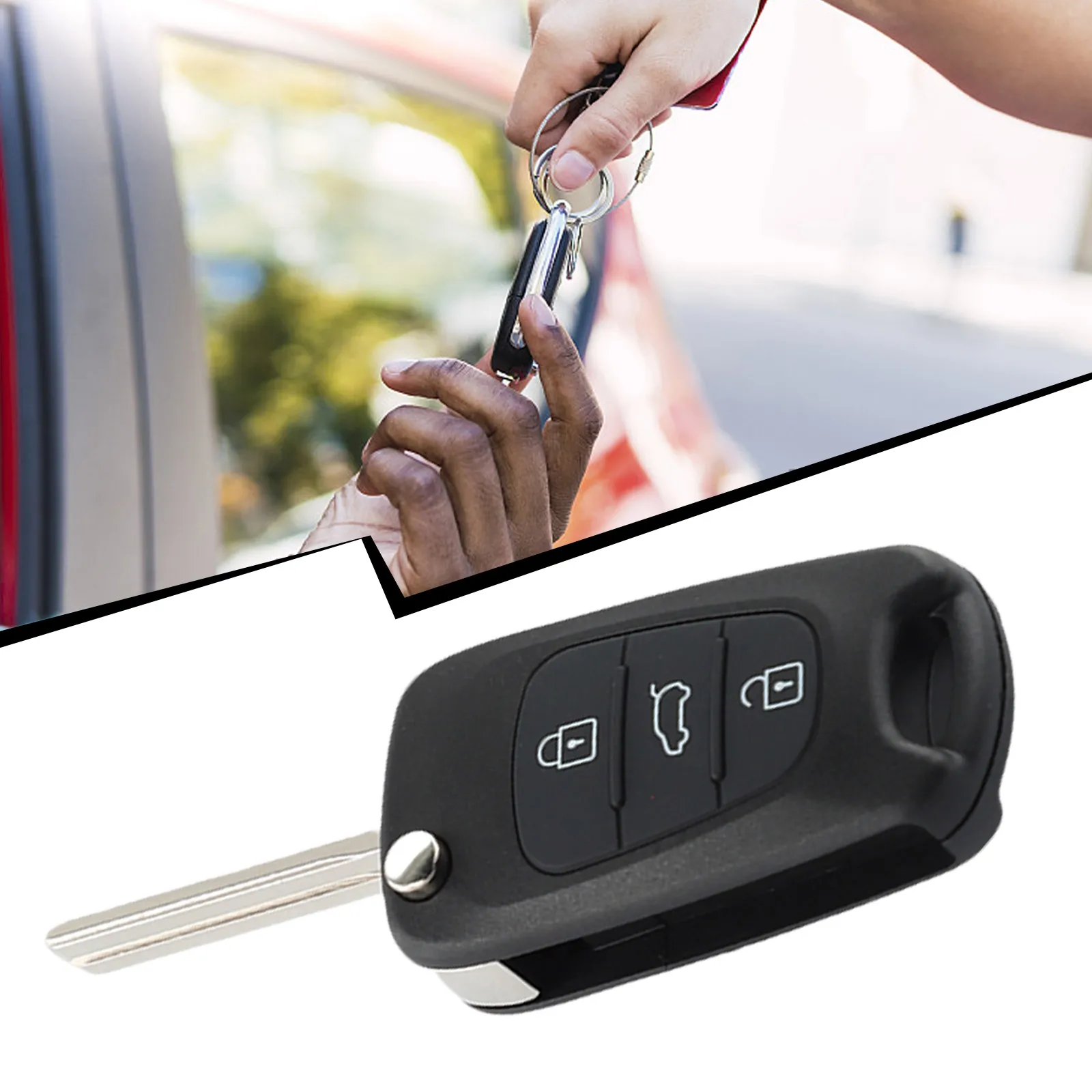 

1x Remote Key Case 3 Button Flip Key Fob Case Shell Cover For Hyundai I20 I30 X35 IX20 Veloster 954301J000 954301J050 954301K000