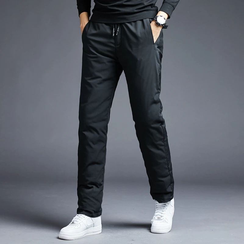 

Winter Pants Men 90% White Duck Down Pants Male Quality Thick Warm Waterproof Snow Pants For Man Down Padded Trousers PT-488