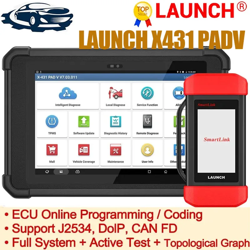 Диагностический сканер OBD2 LAUNCH X431 PADV PAD 5 с диагностическим инструментом