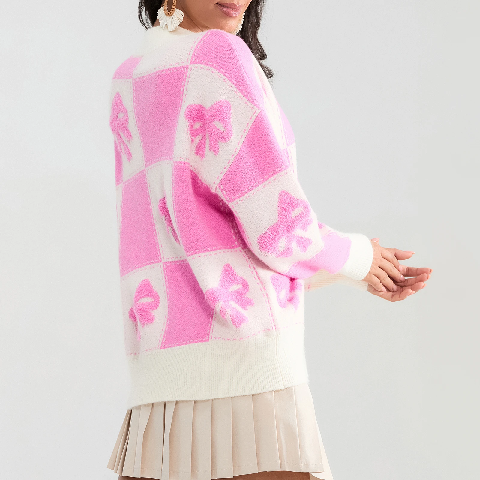 Женский трикотажный кардиган на пуговицах повседневный Свободный контрастных