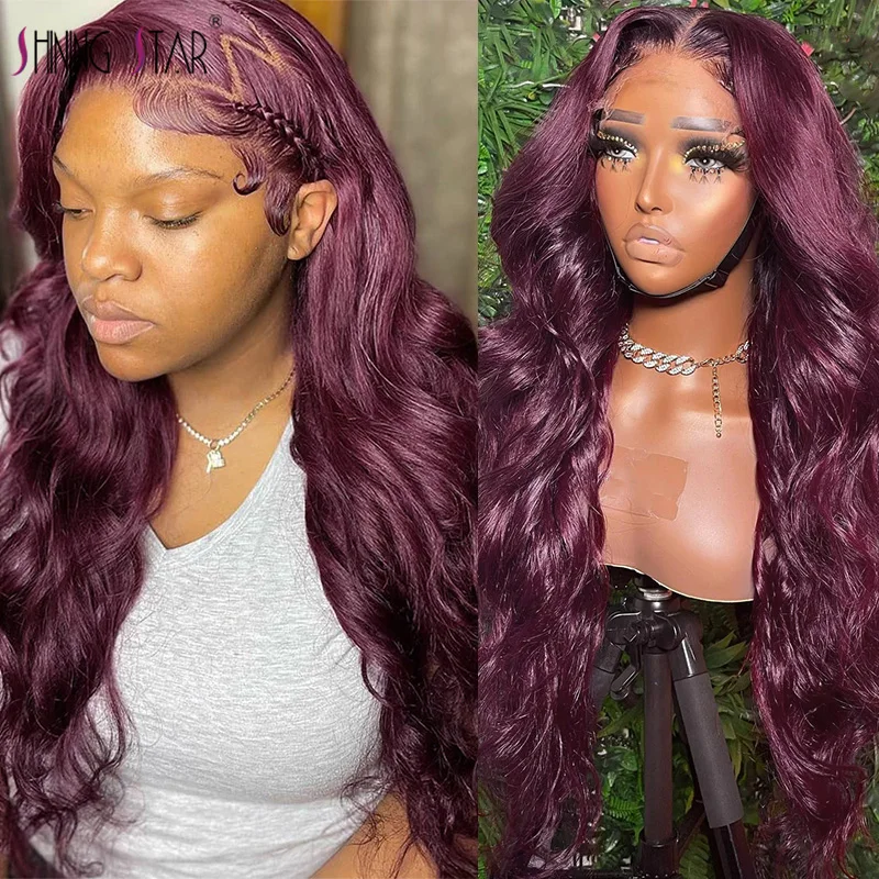

Body Wave Lace Front Wigs Pre Plucked Colored Burundy Human Hair Lace Front Wigs For Women Brazilian Curly 13x4 Lace Frontal Wig