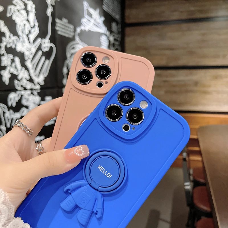 Креативный Мягкий силиконовый чехол для телефона с кронштейном астронавта iPhone 13