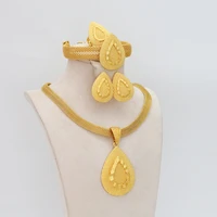 indian wedding fashion gold water drop jewelry pearl diamond set ladies pendant african bead necklace earring bracelet