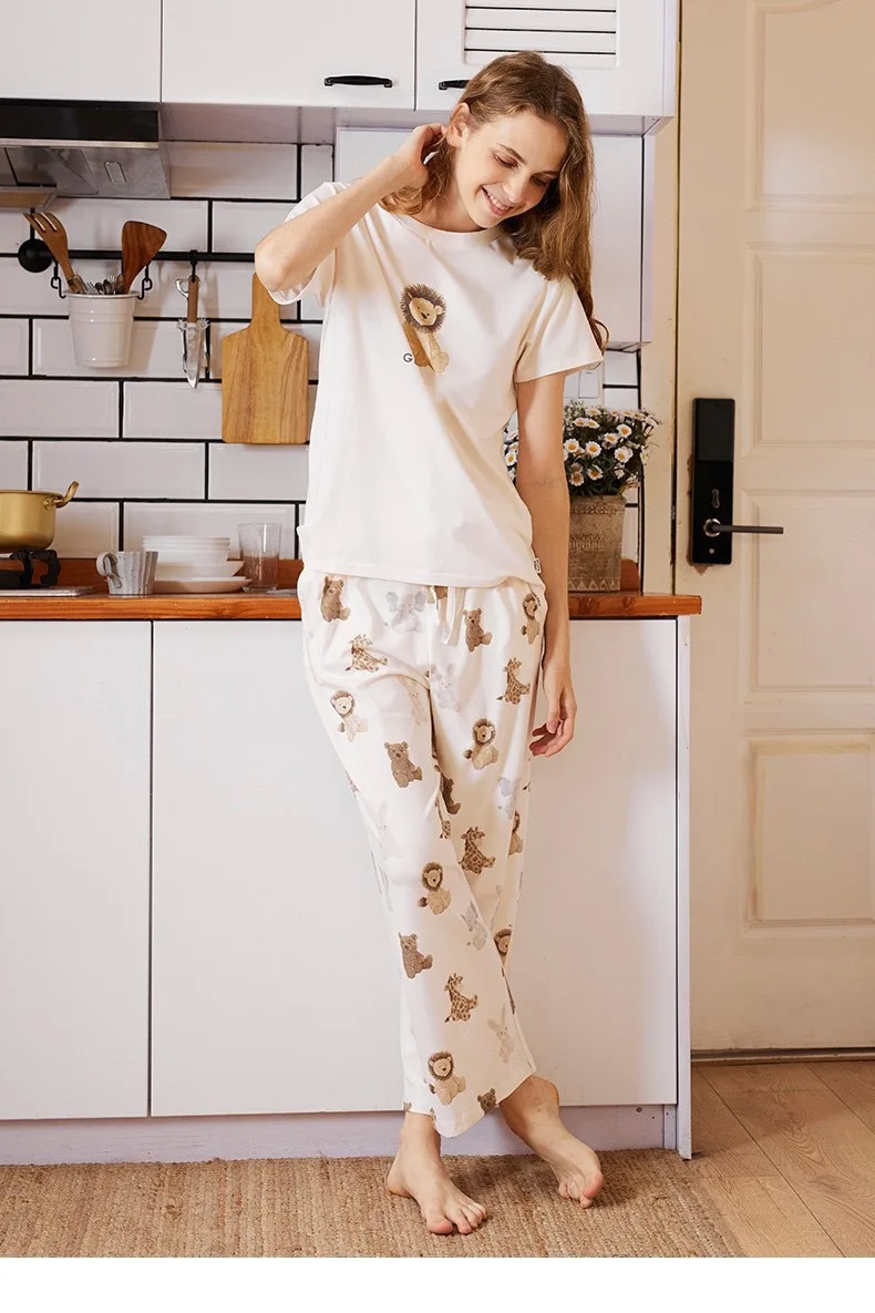 

Домашняя одежда, пижама желато пике, пижамы, одежда для комнаты, женская пижама, комплекты одежды для сна в виде льва, кролика