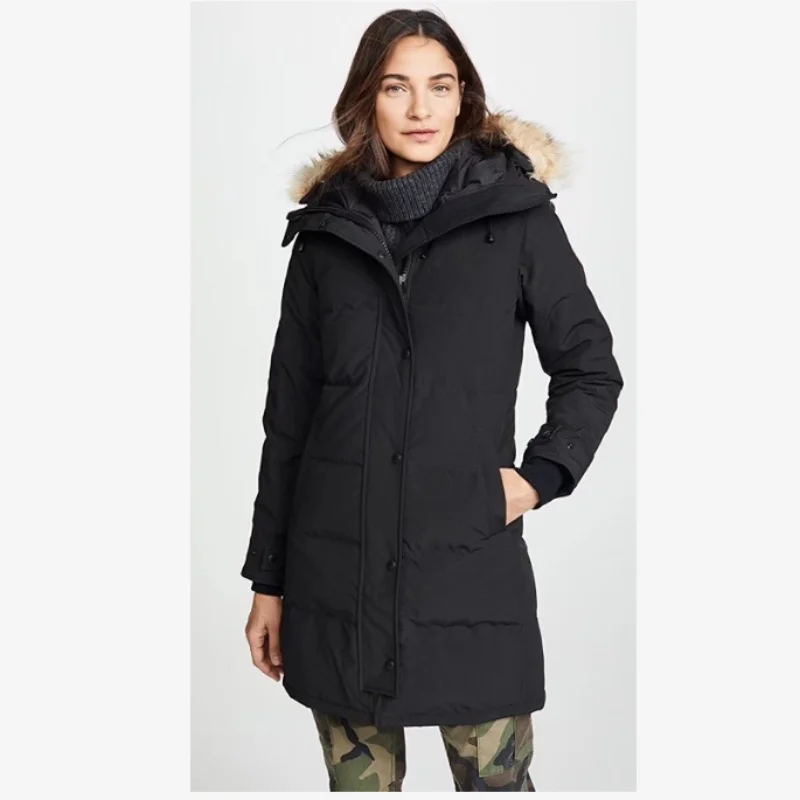 Зимний женский пуховик с волнистым воротником и капюшоном теплое пальто модное