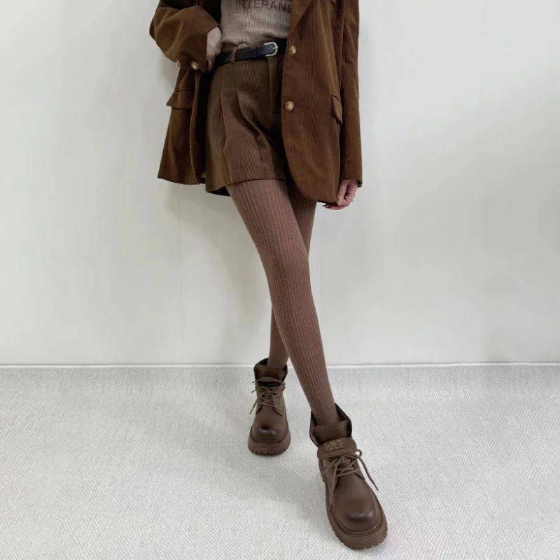 Осенне-зимние закрутки носки с пшеницей и кофейной подошвой винтажные вязаные