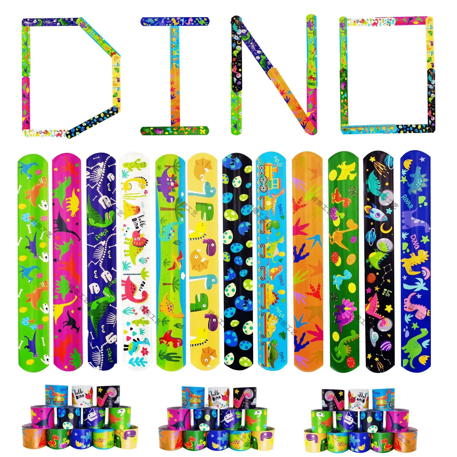 

Cute Dinosaur Slap Bracelets For Kids Jungle Safari Dino Party Dinosaur Roar Parti Rawr Boy One 1st Birthday Party Gifts