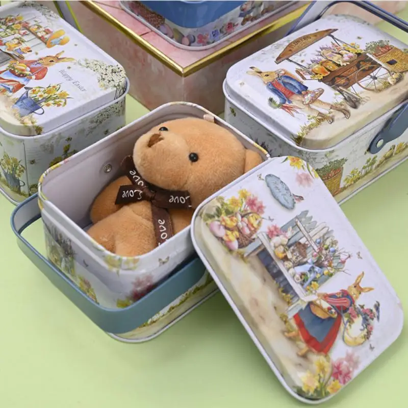 

Easter Decoration Supplies Creative Portable Tinplate Biscuit Box Rabbit Gift Box Iron Box Holiday DIY Storage Box