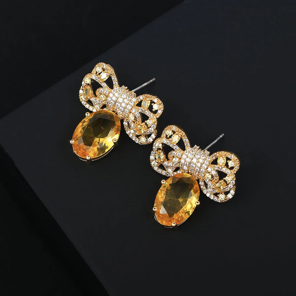 

Bilincolor Bowknot Slightly Inlaid With Zircon Light Luxury Earring for Chrismas’ Gift for Black Friday