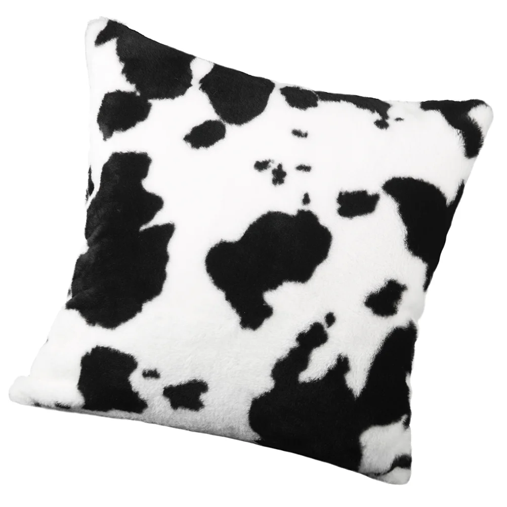 

Pillow Covers Cow Cover Throw Cushion Print Pillowcase Fur Square Faux Case Skin Spots Cases 18X18 Cows Animal X18 Farm Black