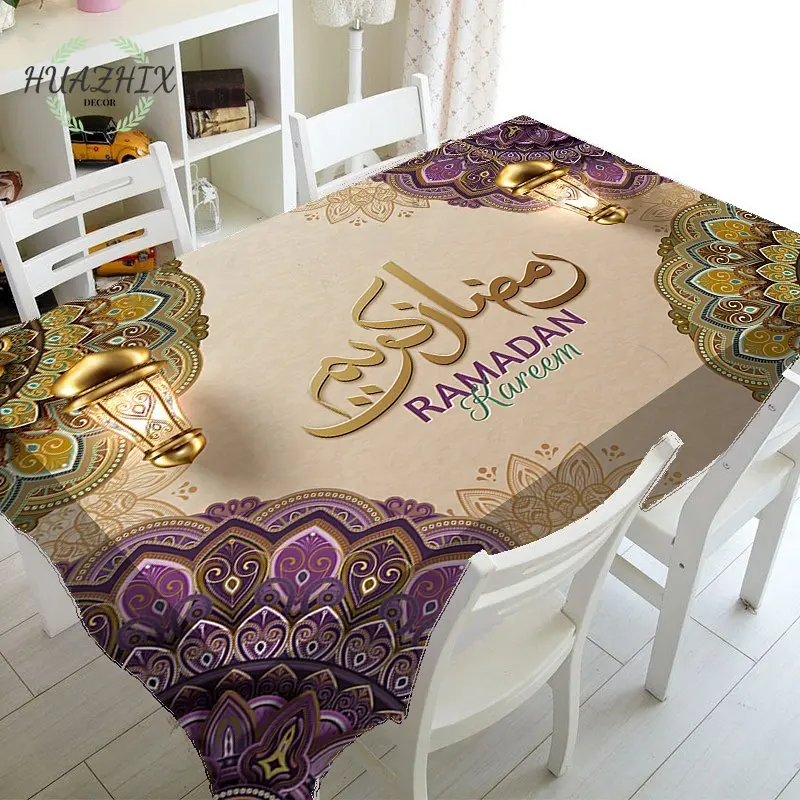 

Ramadan Crescent Table Cloth Waterproof Kitchen Tablecloth Eid Home Accessories Muslim Mosque Festival Party Wedding Decoration