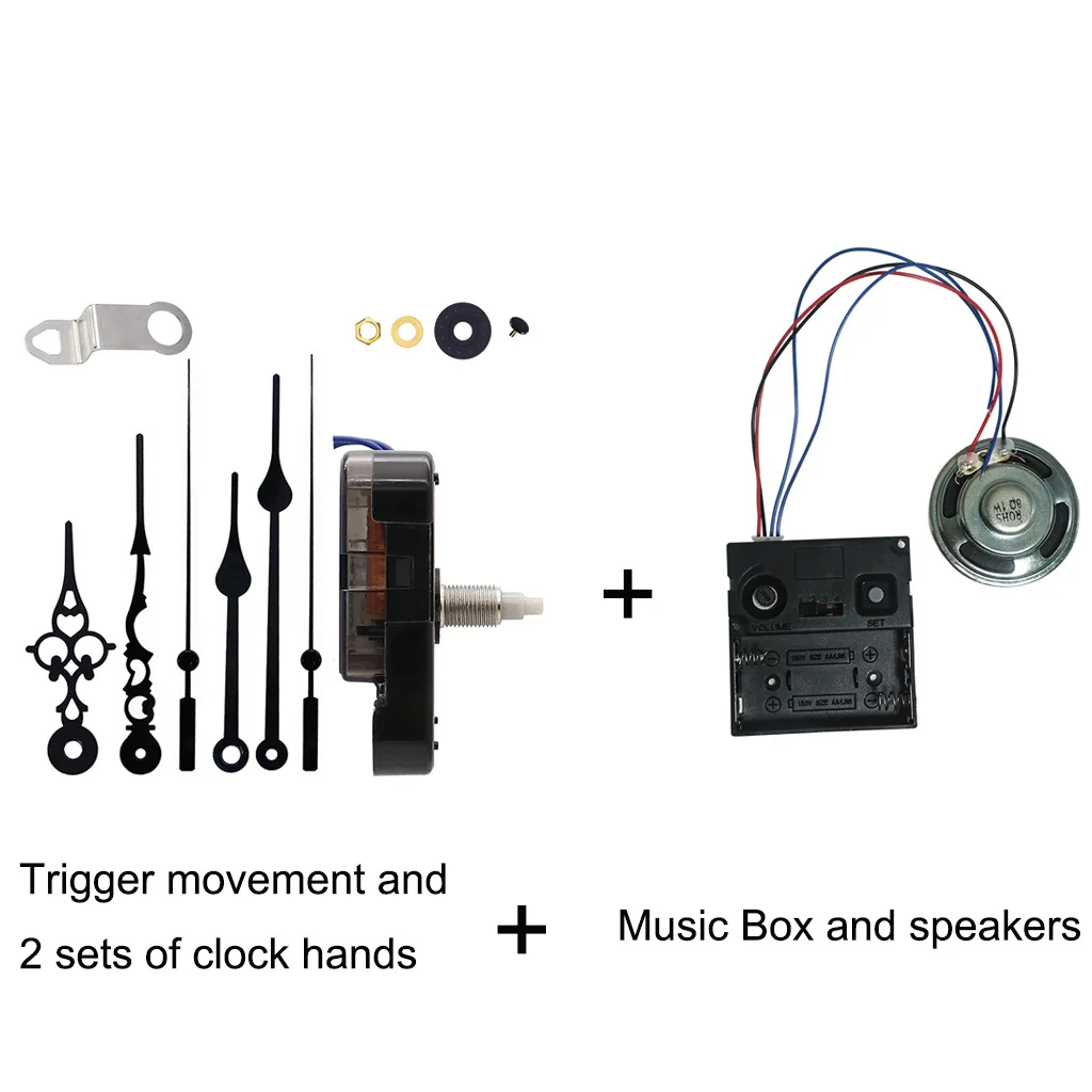 

Quartz Chinmimg Movements DIY Making Clocks Mute 2 Pack Different Points Metal Music Box With Speaker Clock Parts Repairing Kit