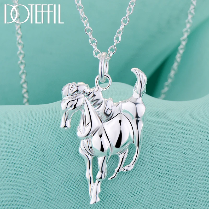 

DOTEFFIL 925 Sterling Silver Horse Pendant Necklace 18-30 Inch Chain For Man Women Fashion Wedding Party Charm Jewelry
