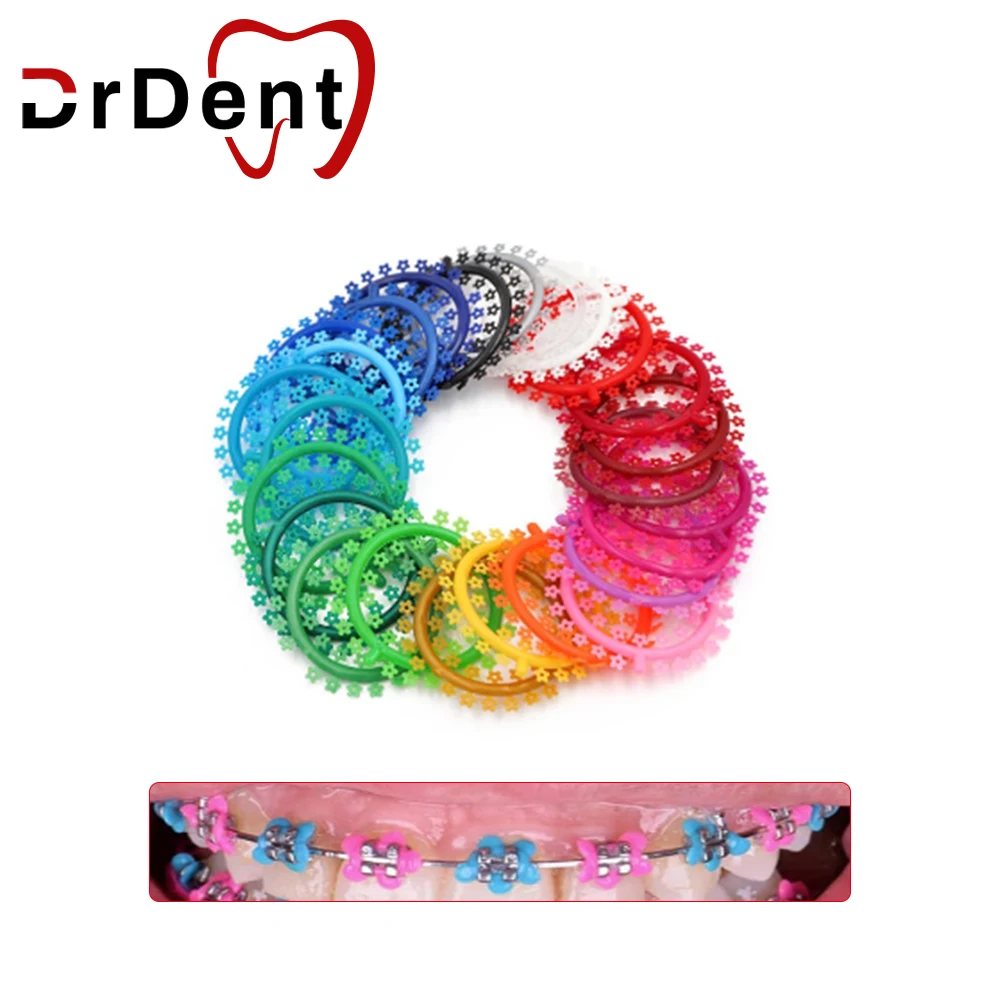 

Drdent 25ties/Bag O-Ring Elastic Bands Cartoon Flower Ligature Ties Rubber For Ortodoncia Brackets Dental Orthodontic