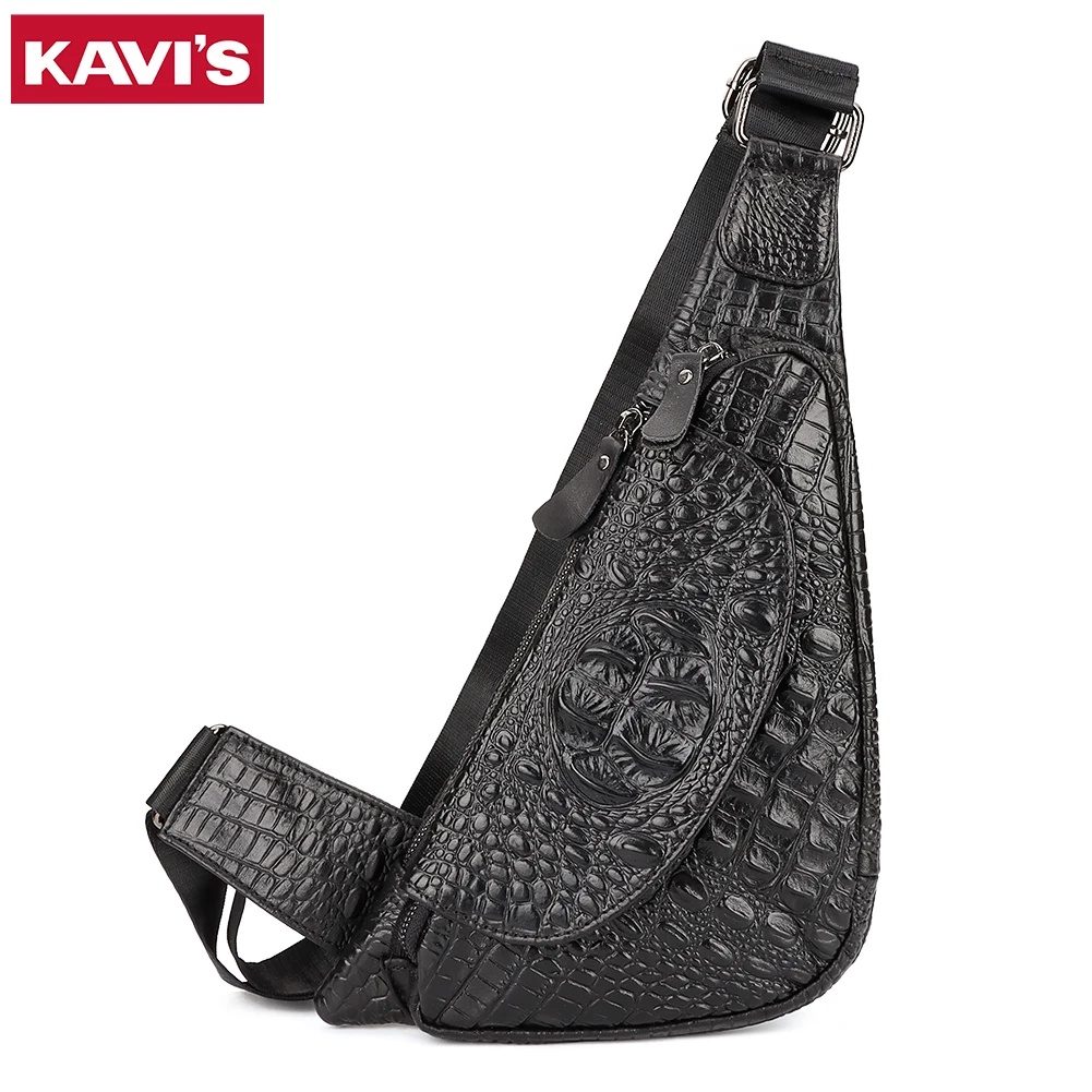 

Cowhide Leather Chest Packs for Men Crocodile Grain Shoulder Bag Male Business Luxury Messenger Bag Travel Men's Crossbody Bag