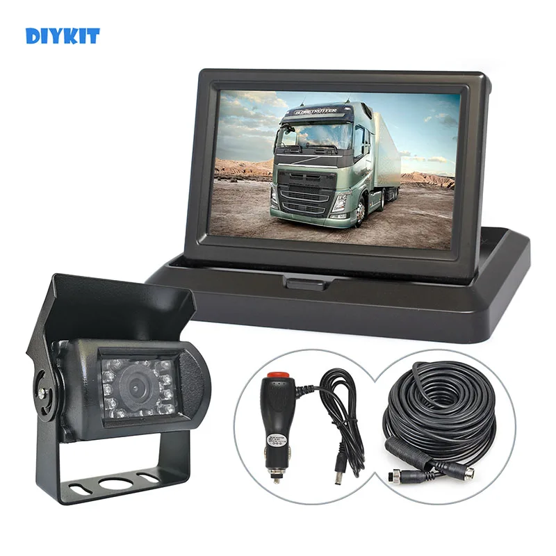 DIYKIT 5-дюймовый 4-контактный автомобильный монитор заднего вида водостойкий CCD ИК