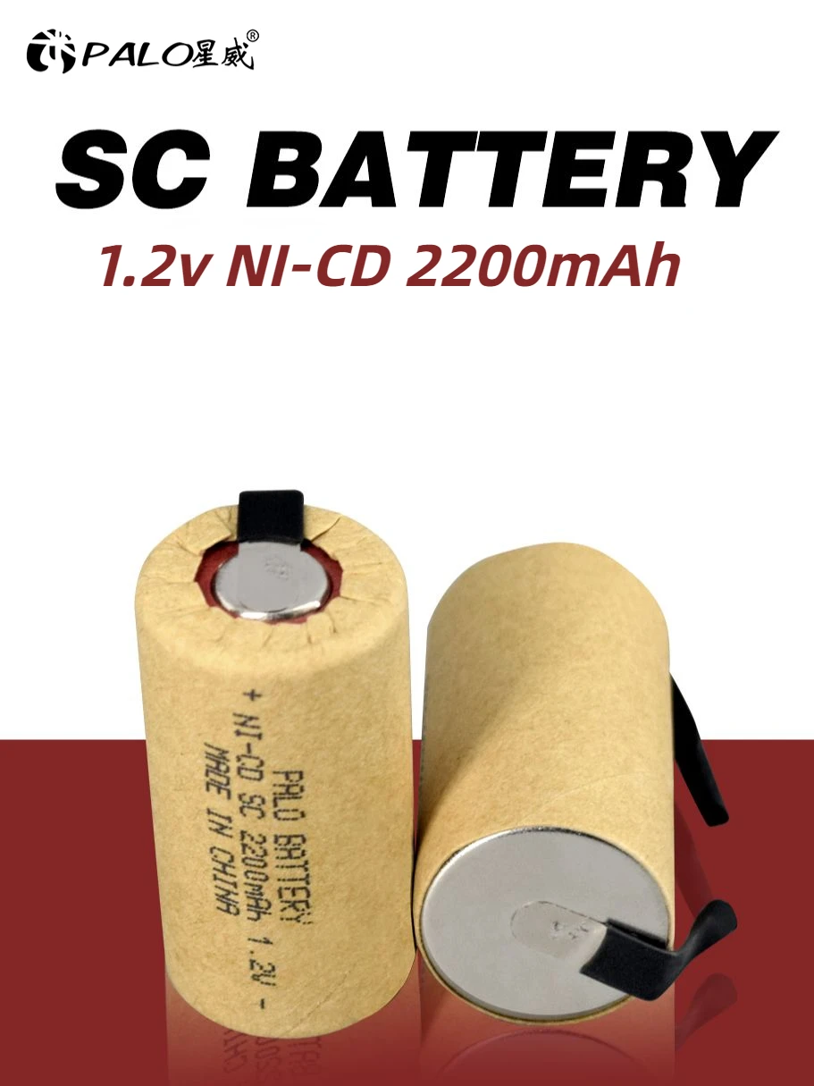 

PALO 2200mAh 1.2V SC Rechargeable Battery 1.2 V Sub C NI-CD Cell With Welding Tabs for Electric Drill Screwdriver DIY BATTERI