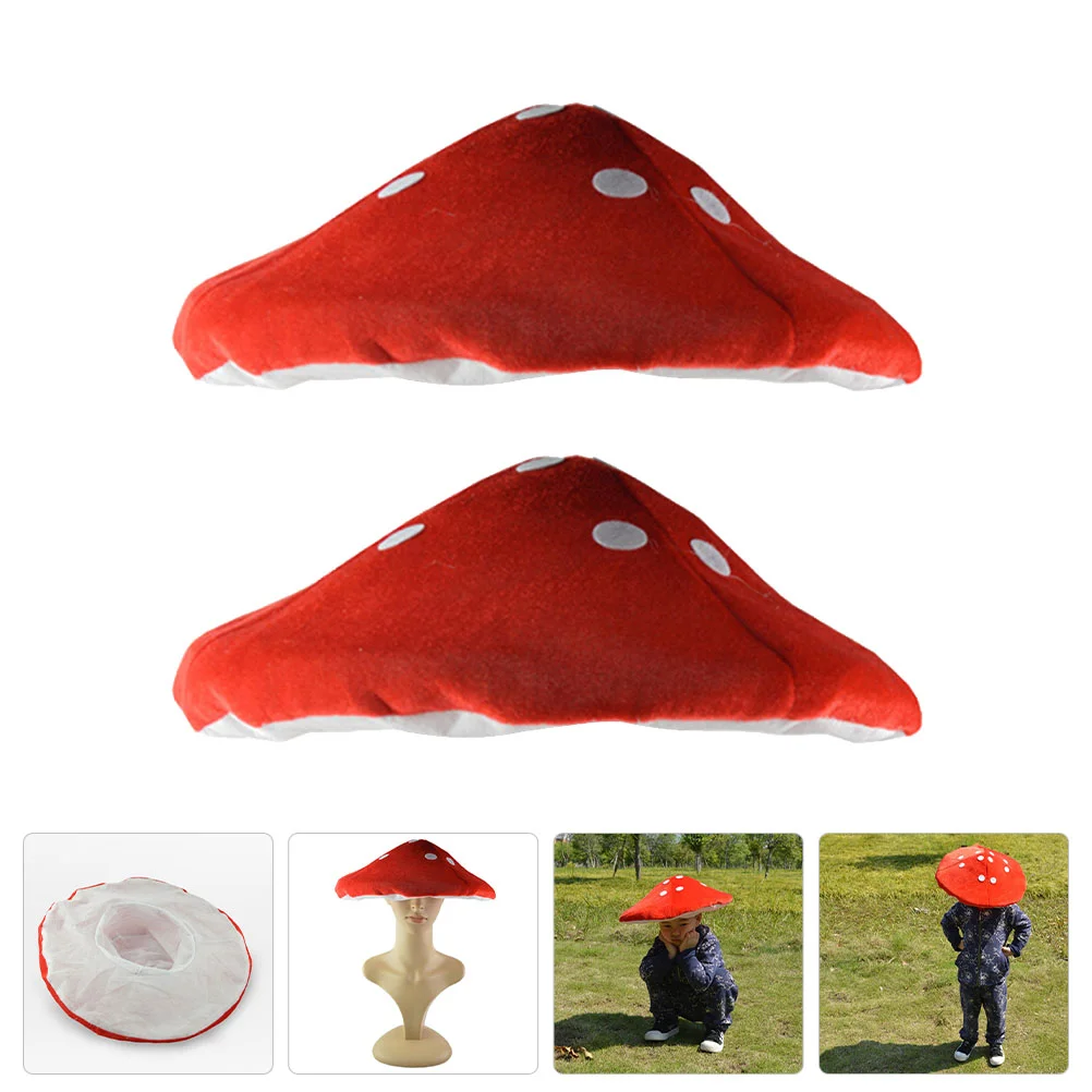 

2pcs Decor Mushroom Hats Cartoon Party Costume Hat Kids Mushroom Hat for Party