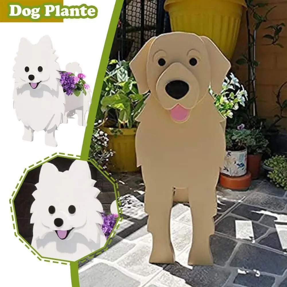 

Garden Flower Pot Dog Shape Planter Shiba Inu Mastiff Cain Garden Pots Havanese PVC Vase Planters Flower Home DIY Terrier D E3V5
