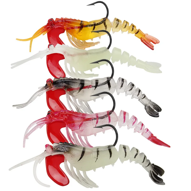 

1 Pcs 13g Fishing Shrimp Prawn Lure Baits, River Prawn Fishing Craws Saltwater Bream Lures with Luminous Eyes