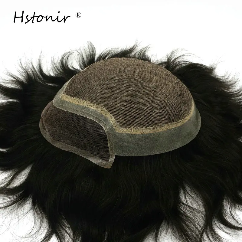 

Hstonir шелковые человеческие волосы на шнуровке, передние парики, Peluca Cabello Human 100%, мужские волосы, парик для натурального человеческого тела, Му...