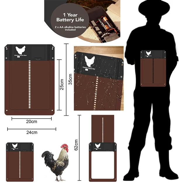 Automatic Chicken Coop Door For Opener Poultry Farm Animal Accessories Cage Duck Pet Livestock Equipment Chicken Coop Door Tool 6